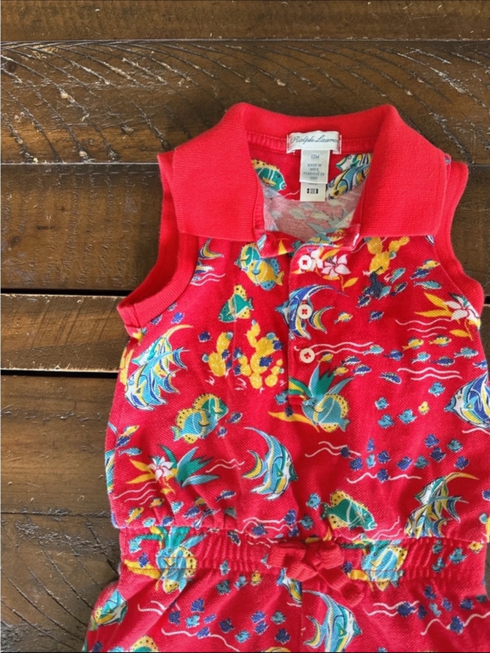 Ralph Lauren Coastal Print Frilly Romper 12 months - Picture 3 of 5